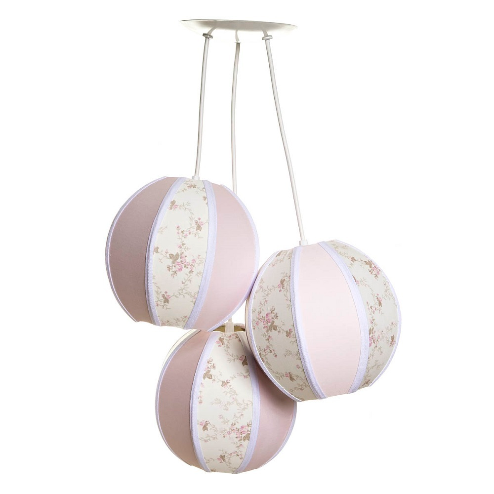 Lustre Pendente 3 Bolinhas Rosa Quarto Bebê Infantil Menina Lustre Pendente 3 Bolinhas Rosa Quarto Bebê Infantil Menina
