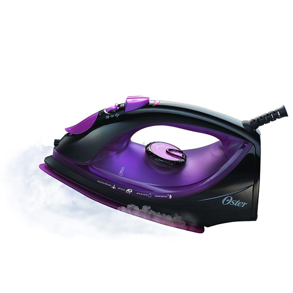 Ferro de Passar a Vapor Cerâmica Oster Preto e Roxo - 110V Ferro de Passar a Vapor Cerâmica Oster Preto e Roxo - 110V