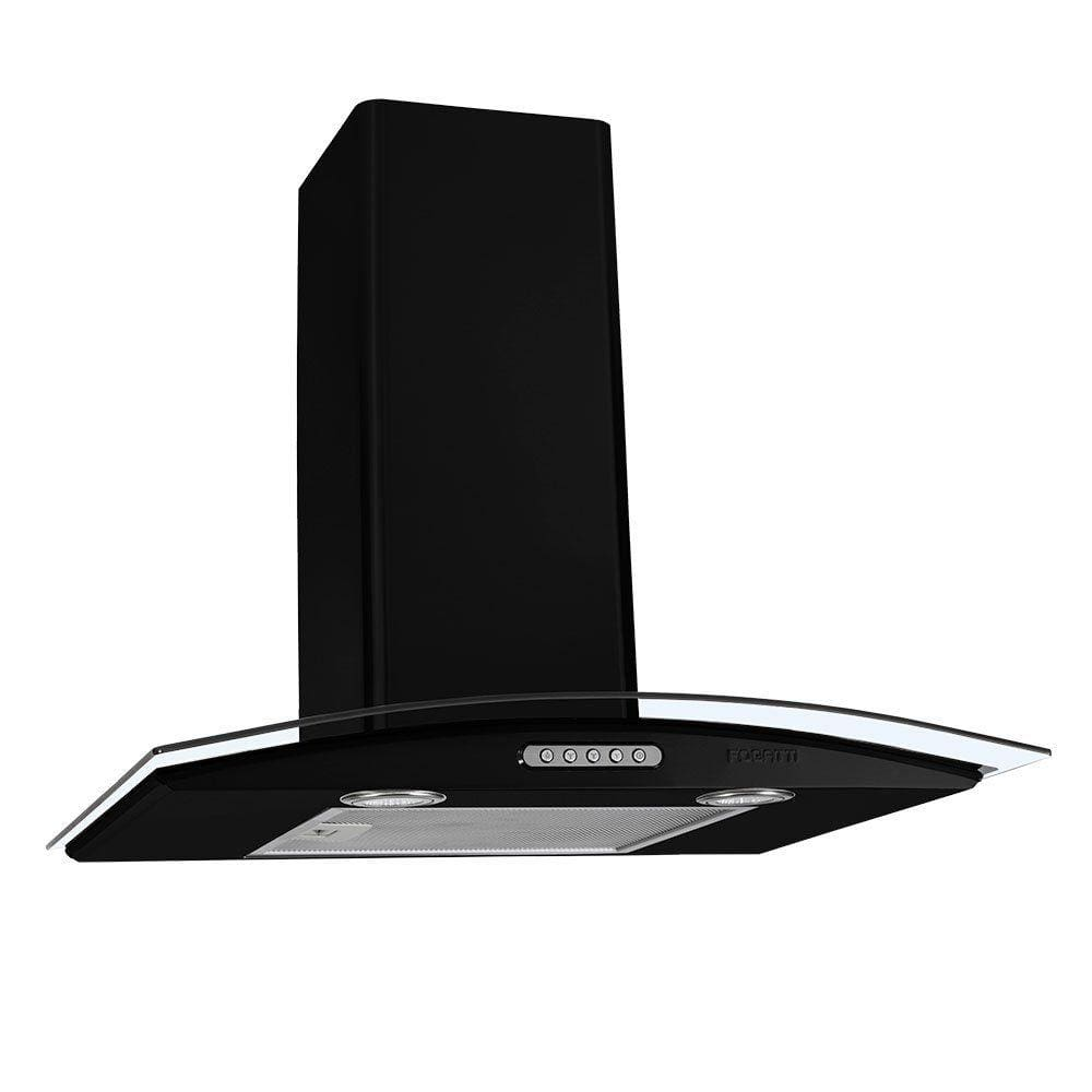 Coifa de Parede 60cm Vidro Curvo Duto Slim Fogatti Black - 110V