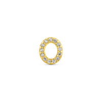 Brinco Único Letra O em Ouro Amarelo 18k com Diamantes