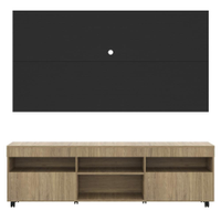 Rack com Painel e Suporte TV 65" com Rodízios e 2 portas Londres Multimóveis Rustic/Preto