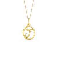 Pingente Letra J em Ouro Amarelo 18k com Diamantes