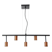 Pendente Trilho Para 5 Lampadas Cor Preto e Cobre