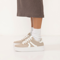 Tênis casual de suede flatform ace bege