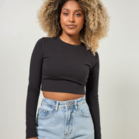 Blusa Cropped Básica Manga Longa