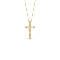 Pingente Cruz Stick em Ouro Amarelo 18k com Diamantes