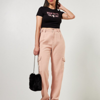 Calça Wide Leg Cargo Rosê