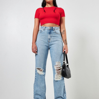 Calça Jeans Wide Leg Destroyed