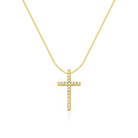 Pingente Cruz Stick em Ouro Amarelo 18k com Diamantes