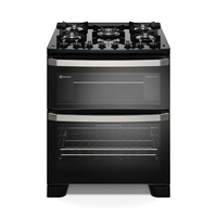 Fogão 5 bocas Electrolux Preto Experience 2 Fornos, Mesa de Vidro e PerfectCook360 (FE5DP)