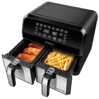 Fritadeira Elétrica Sem Óleo Air Fryer Mondial AFD-01-BI 8L Digital com Cesto Duplo Preta/Inox - 110V