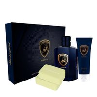 Kit lamborghini huracan masculino deo colônia 100 ml + 1 gel pós barba 100 ml + 2 sabonetes 100g único