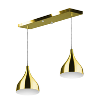 Lustre Pendente Gota Duplo Base Retangular Dourado