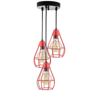 Lustre com 3 Pendentes Aramados Gota - Vermelho