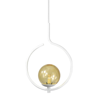 Pendente Lustre On Loop BRANCO com globo de vidro AMBAR