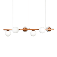 Lustre Pendente Figo BRONZE - 6 Globo Esfera de Vidro Branco