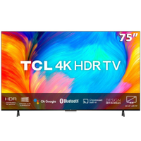 Smart TV LED 75" 4K Ultra HD TCL P635 Google TV, Dolby Audio, HDR10+, Wi-Fi Dual Band, Bluetooth Integrado, Chromecast e Google Assistente