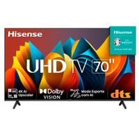 Smart TV 70 Hisense Ultra HD 4K DLED A6K com Sleep Timer, entrada HDMI e Wi-Fi - 70A51HSV