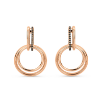 Brinco Argola Elos em Ouro Rosé 18k com Diamantes Brown