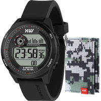 Kit Relógio Digital X-Watch Masculino com Porta Cartões XMPPD789K0BSBXPX