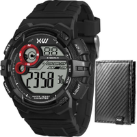 Kit Relógio Digital X-Watch Masculino com Porta Cartões XMPPD793K0BXBXPX