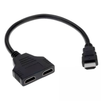 Cabo HDMIl, 1x HDMI (macho) para 2x HDMI (fêmea), 20cm, Preto - CBH.320