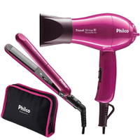 Prancha + Secador Philco Travel Shine Rosa