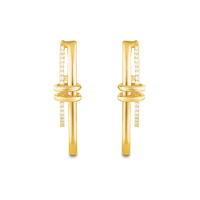 Brinco Argola Elos em Ouro Amarelo 18k com Diamantes