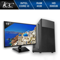 Computador Desktop ICC IV2341SM19 Intel Core I3 3.20 ghz 4gb HD 500GB HDMI FULL HD Monitor LED 19,5"