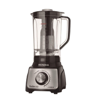 Liquidificador Mondial Turbo Inox L-1100 BI 12 velocidades 1100 W 3 litros com filtro - Preto - 110V