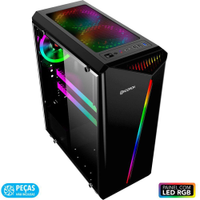 Gabinete Gamer Hoopson com Painel LED RGB Preto - CPU-018G-PT