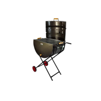 Churrasqueira Meio Tambor Grill 200L Grelha,Suporte E Rodas