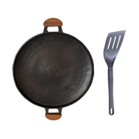 Chapa Disco de Arado Bifeira Antiaderente Alça Madeira 40cm