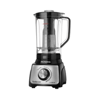 Liquidificador Mondial Turbo Inox L-1100 BI 12 velocidades 1100 W 3 litros com filtro - Preto - 110V