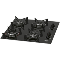 Cooktop Fit Line Fischer 4 Bocas Vidro Preto Chama Rápida - Bivolt