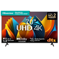 Smart TV 70 Hisense Ultra HD 4K DLED A6K com Sleep Timer, entrada HDMI e Wi-Fi - 70A51HSV