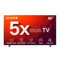 Smart TV 86" 4K LG 86UR8750PSA com processador ThinQ AI, WebOS, AI Brightness Control, HDR, Bluetooth, Alexa Built In e Controle Smart Magic