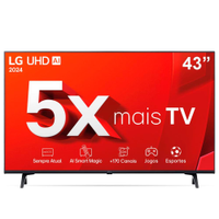 Smart TV 43" Ultra HD 4K LG LCD 43UT8000, Processador a5 Ger7 AI, Alexa, Chromecast integrado, Otimizador de Jogos, webOS 24, Wi-Fi, HDMI e USB