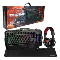 Kit Gamer 4 em 1 Ktrok Extreme, Teclado Semi Mecânico, Headset, Mouse 6400 DPI, Mousepad P