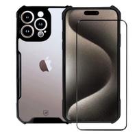 Kit Capa case capinha Dual Shock X e Pelicula Ultra Glass para iPhone 15 Pro Max - Gshield