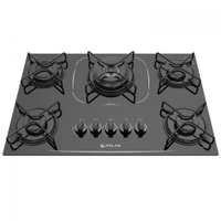 Cooktop Atlas 5 Bocas Agile Up Glass TC com Acendimento Superautomático e Mesa de Vidro Preto Bivolt