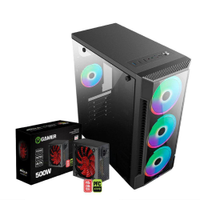 Kit Gabinete C3147 Gamer + Fonte 500w - Brazil Pc- C/ Lateral de Vidro