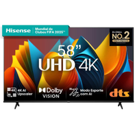 Smart TV 58" Hisense Ultra HD 4K DLED A6K com Sleep timer, entrada HDMI e Wi-Fi - 58A51HSV