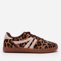 Tênis casual com recortes animal print ace bege