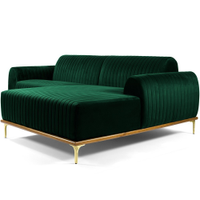 Sofá 3 Lugares com Chaise Direito Para Sala Molino 230 cm D02 Veludo Verde Musgo C-303 - Lyam Decor