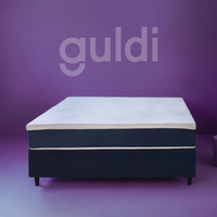 Cama Box Queen com Colchão Mola Ensacada Guldi Macio Branco e Azul