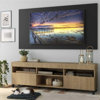 Rack com Painel e Suporte TV 65" com Rodízios e 2 portas Londres Multimóveis Rustic/Preto