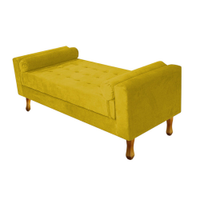 Recamier Baú Félix Solteiro 120cm Suede Amarelo - Amarena Móveis