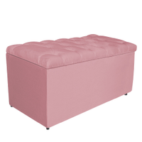 Calçadeira Estofada Liverpool 90 cm Solteiro Suede Rosa Bebê - Amarena Móveis