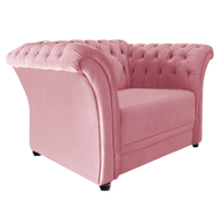 Poltrona Decorativa Chesterfield Sofia Suede Rosa Bebê - Amarena Móveis